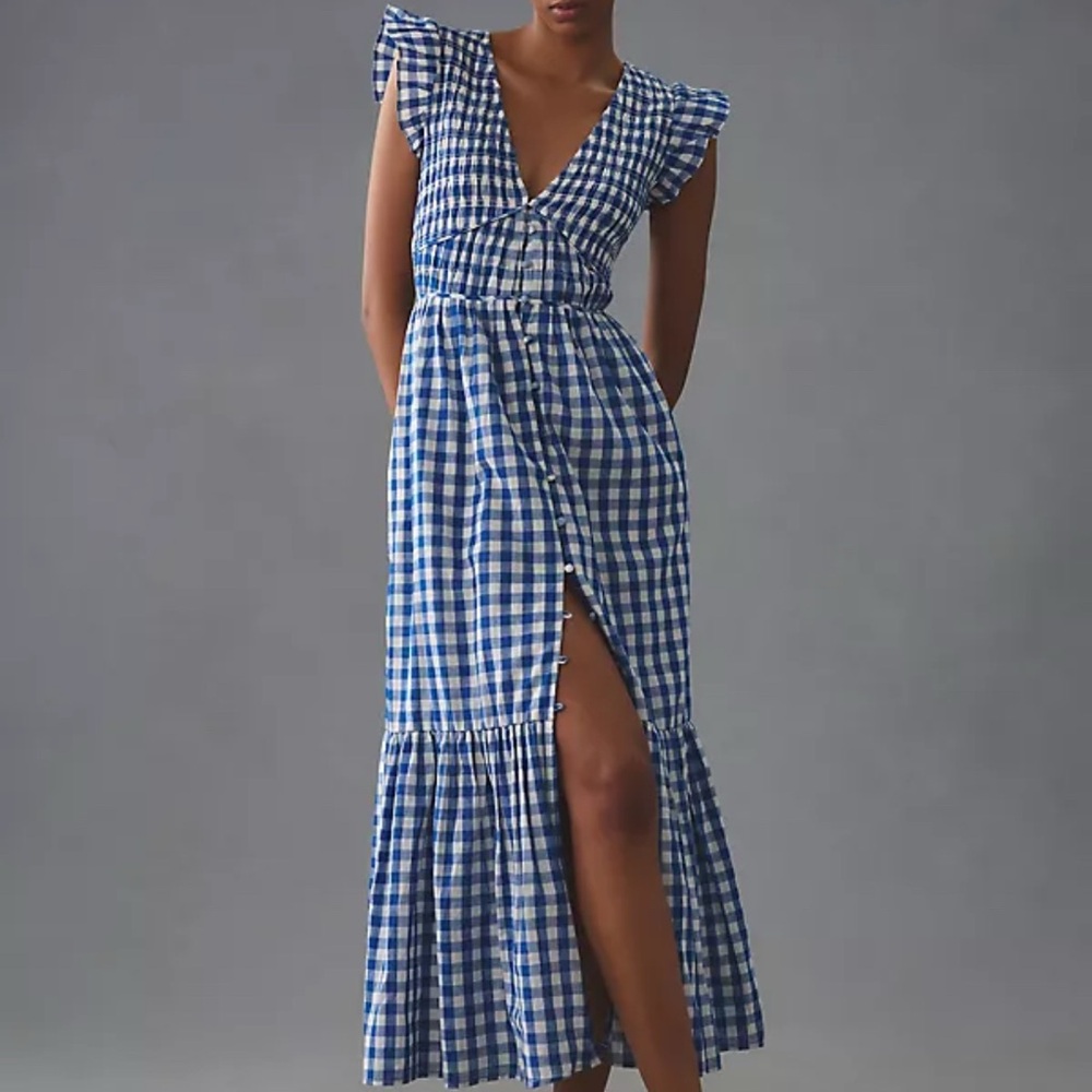 Anthropologie - The Peregrine Midi Dress - gingham size medium